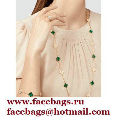 Van Cleef  &  Arpels Onyx Vintage Alhambra Necklace green with gold diamonds